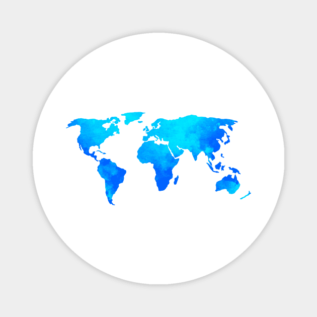 Blue World Map Magnet by lolosenese